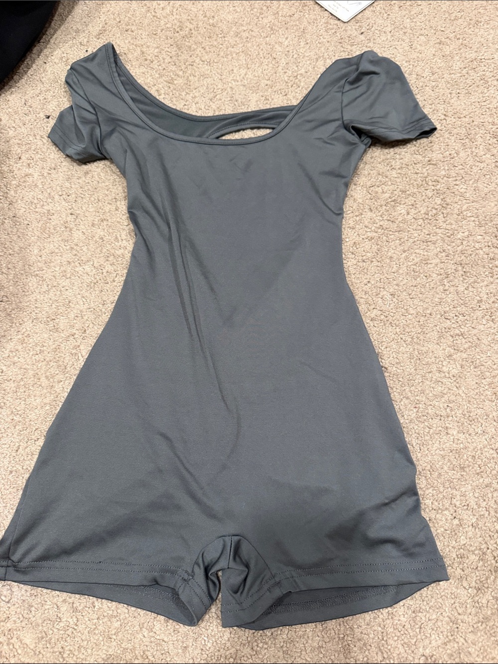 SHEIN Slate Gray Short-Sleeve Dance Romper Dress